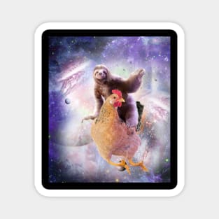 Space Sloth Riding Chicken, Galaxy Sloths Chickens, Funny Magnet