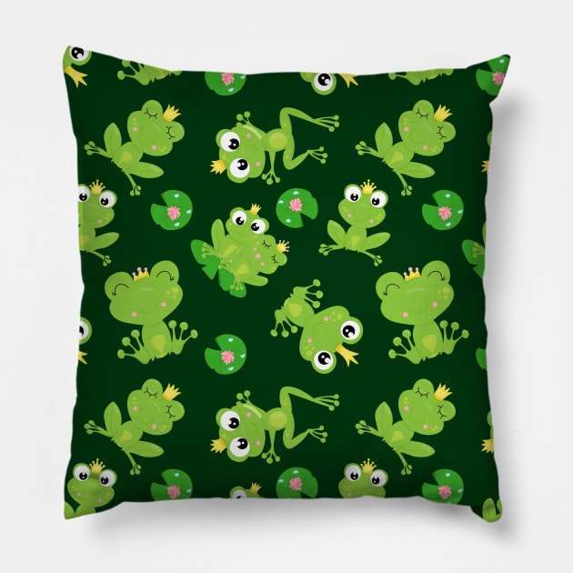 Cute Green Frogs Pillow by epiclovedesigns