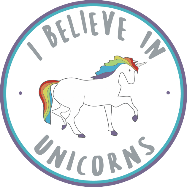 I Believe In Unicorns Kids T-Shirt by critterandposie