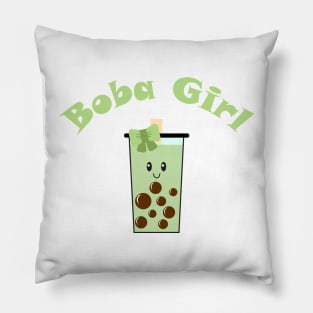 Boba Girl in Green Pillow