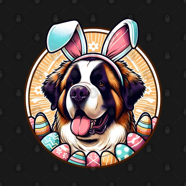 St Bernard Enjoys Easter with Bunny Ears and Joy by ArtRUs