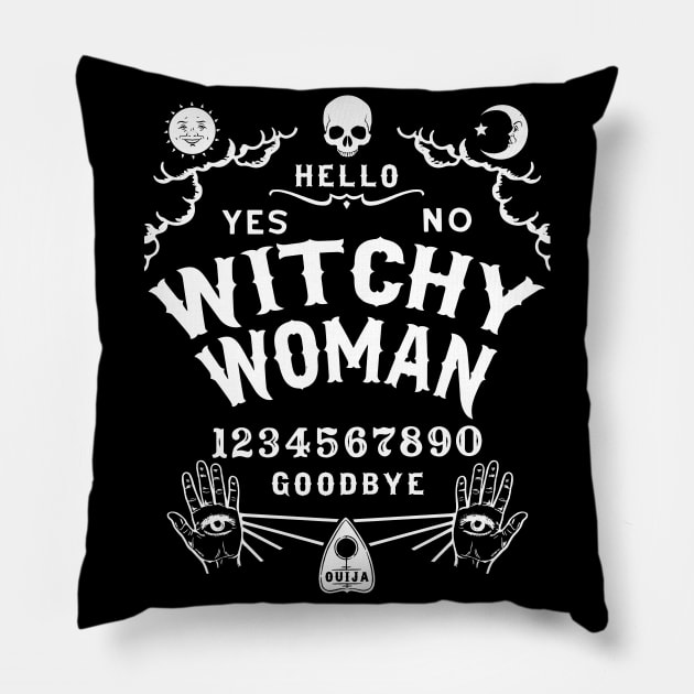 Witchy Woman Wiccan Ouija Board Pillow by Tshirt Samurai