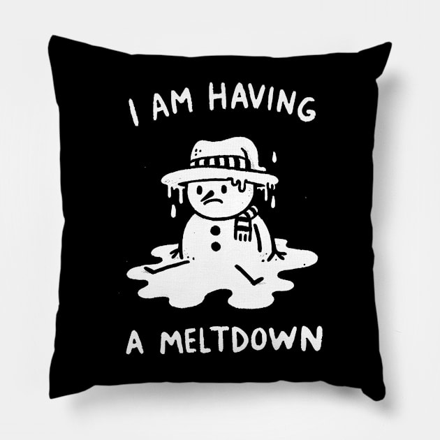 I’m having a Meltdown Snowman Pillow by DoodleDashDesigns