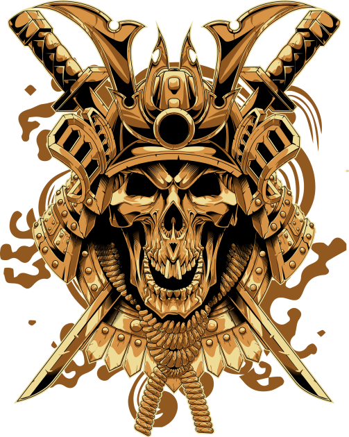Skull samurai Kids T-Shirt by Chack Loon