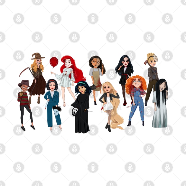 Horror princesses, horror movies characters, baby princesses Halloween by PrimeStore