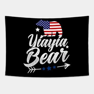 Yiayia Bear Patriotic Flag Matching 4th Of July Tapestry