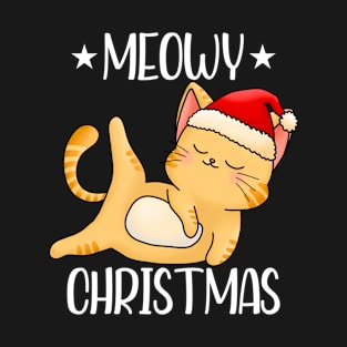 Meowy Christmas, Cute Kitty Santa, Xmas, Christmas Funny Cat T-Shirt