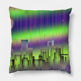 Futuristic city silhouettes Pillow