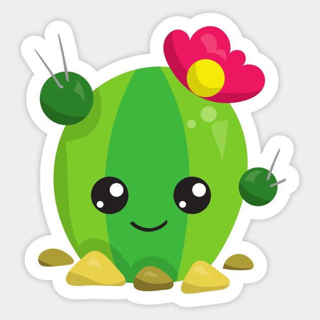 Cartoon Cactuses Cute Sticker Pack Png Graphic by ksenia.shuneiko
