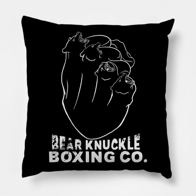 Bear Knuckle Boxing Co. (white on dark colors) Pillow by RobKingIllustration