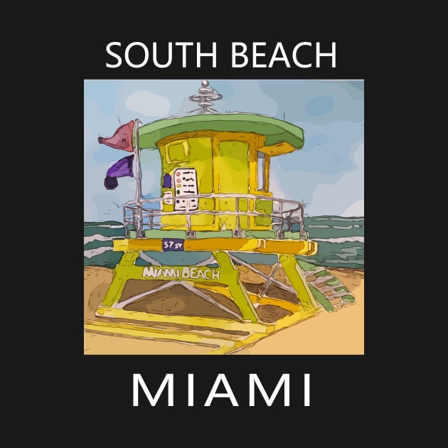 South Beach Lifeguard Tower in Miami Florida - Welshdesigns by WelshDesigns