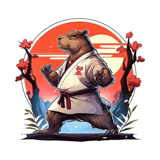 karate capybara by piratesnow