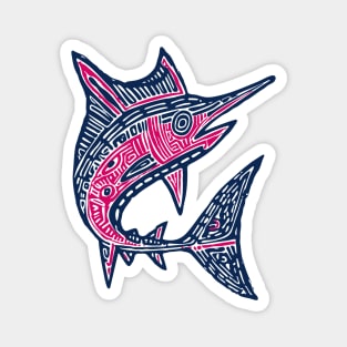 Dynamic Swordfish Block Print for Kids Ocean Adventure Room Magnet