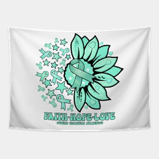 Genetic Disorders Awareness - Faith love hope sunflower ribbon Tapestry