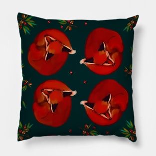 Watercolor art fox and olive pattern Pillow