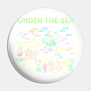 under the sea,blue sea,sea creatures,Turtle, puffer fish, starfish, shrimp, shark, tropical fish, sea horse, seaweed, sardines, squid, crabs, clams Pin