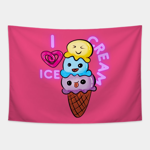 Sweet Delights - Kawaii Ice Cream Tapestry by Ms. MillieLeeHarper