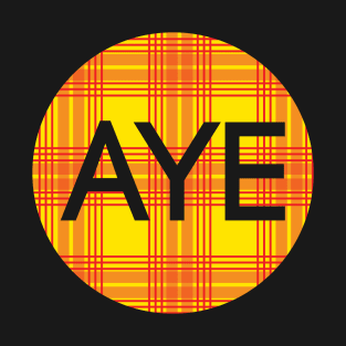 AYE, Scottish Independence Lion Rampant Coloured Tartan Circle T-Shirt