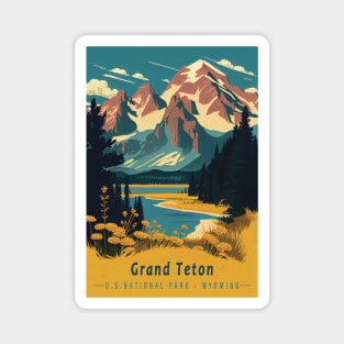 Grand Teton National Park Vintage Travel Poster Magnet