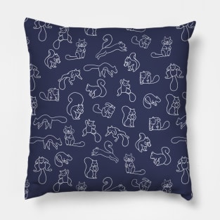 Squirrel Pattern Blue and White Pillow