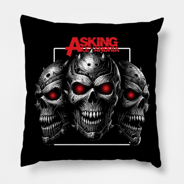 triple skulls AA Pillow by Mechanism Apparel