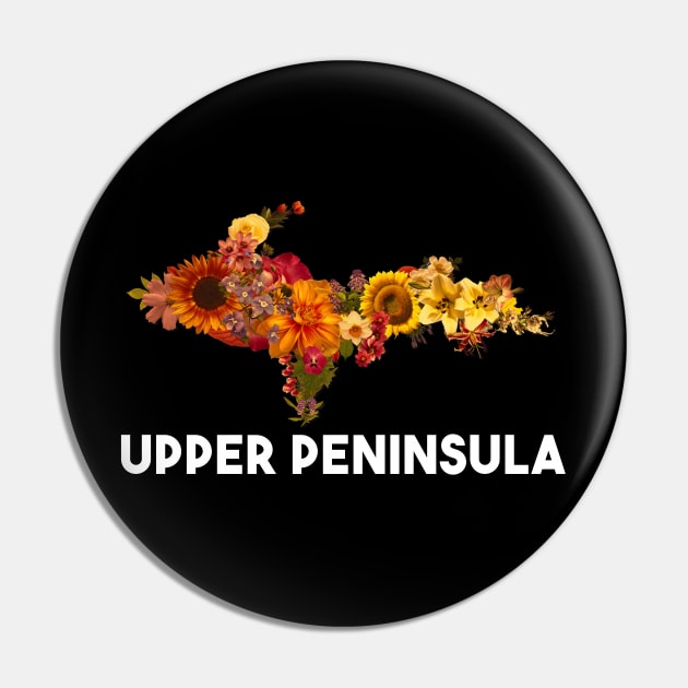 Floral Upper Peninsula Logo Pin by The Yooper Life