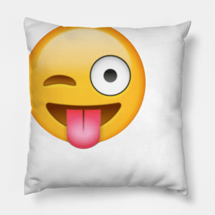 Smiley Face Tongue Out Emoji Pillow