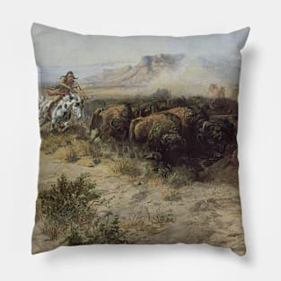 Buffalo Hunt No. 26 by Charles Marion Russell Pillow