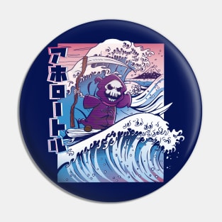 Cool Surfing Grim Reaper Riding a Great Wave Pin