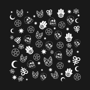 Wicca/Witchcraft Repeat Symbols Pattern Design T-Shirt