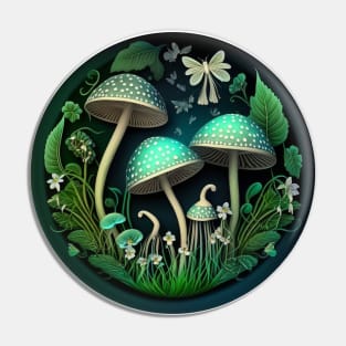 Cottagecore Shrooms in the Forest Pin