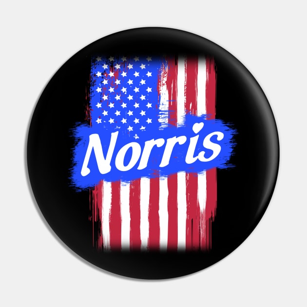 American Flag Norris Family Gift T-shirt For Men Women, Surname Last Name Pin by darius2019