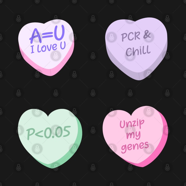 Cute Lovely Laboratory Hearts PCR and Chill Unzip my genes Sticker pack by labstud