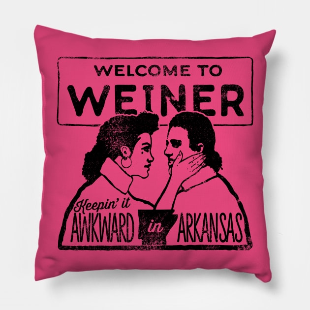 Weiner: Keepin it Awkward in Arkansas Pillow by rt-shirts