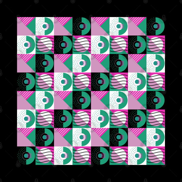 Pink 80s Memphis Geometric Abstract Checked Postmodern Pattern by BillingtonPix