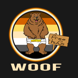 ABDL Diaper Bear Pride - WOOF Free Hugs T-Shirt