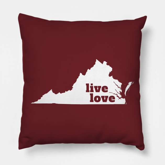 Virginia - Live Love Virginia Pillow by Yesteeyear