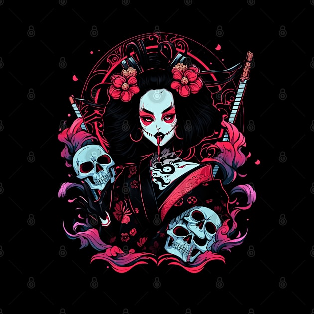 Geisha | Grim Reaper Geisha Skull | Cool Retro Japanese Aesthetic by We Anomaly