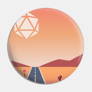 Highway Sunset Polyhedral Dice Sun RPG Landscape Pin