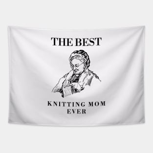 THE BEST KNITTING CRAFTS MOM LINE ART SIMPLE VECTOR STYLE, MOTHER OLD TIMES Tapestry