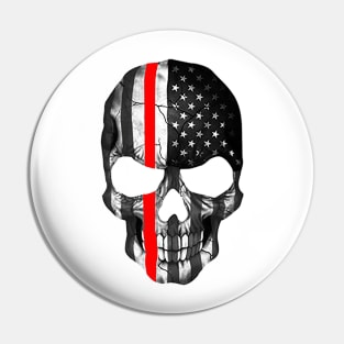 Red Line - Skull - firefighter Pin