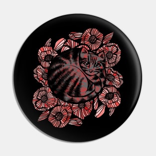 Red Poppy Cat Pin