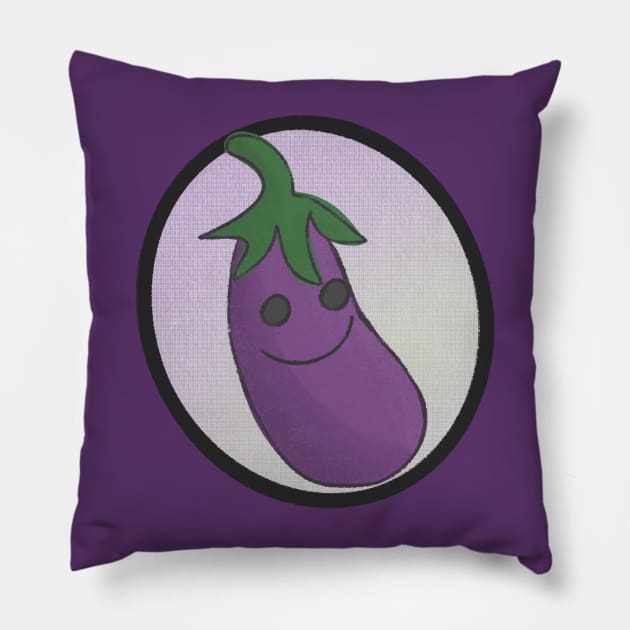 Retro Eggplant Pillow by BKArtwork