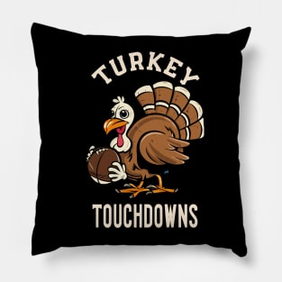 Turkey and Touchdowns Football Thanksgiving Pillow