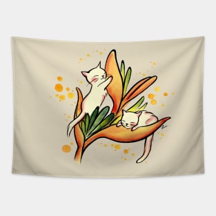 Yellow Heliconia cats Tapestry