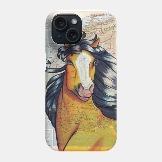 Berber Horse on Map Phone Case by lizstaley