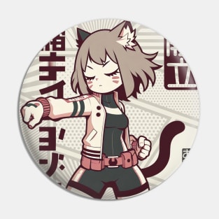 Otaku Nekomimi Girl - Kawaii Anime T-Shirt Design Pin