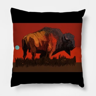 Bison Red Pillow