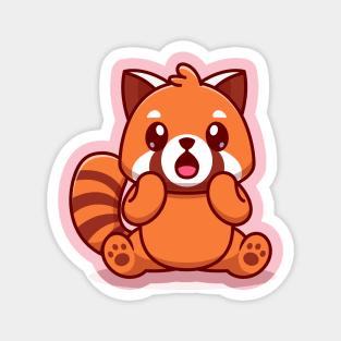 Cute Red Panda Surprised Cartoon Magnet