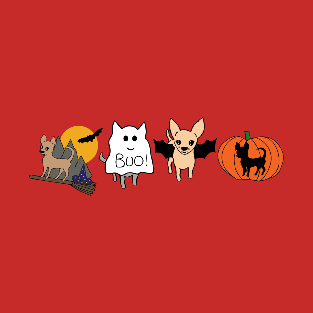 Orange Halloween Chihuahuas - Smooth Coat Chihuahuas - Halloween Chihuahua Tee by bettyretro